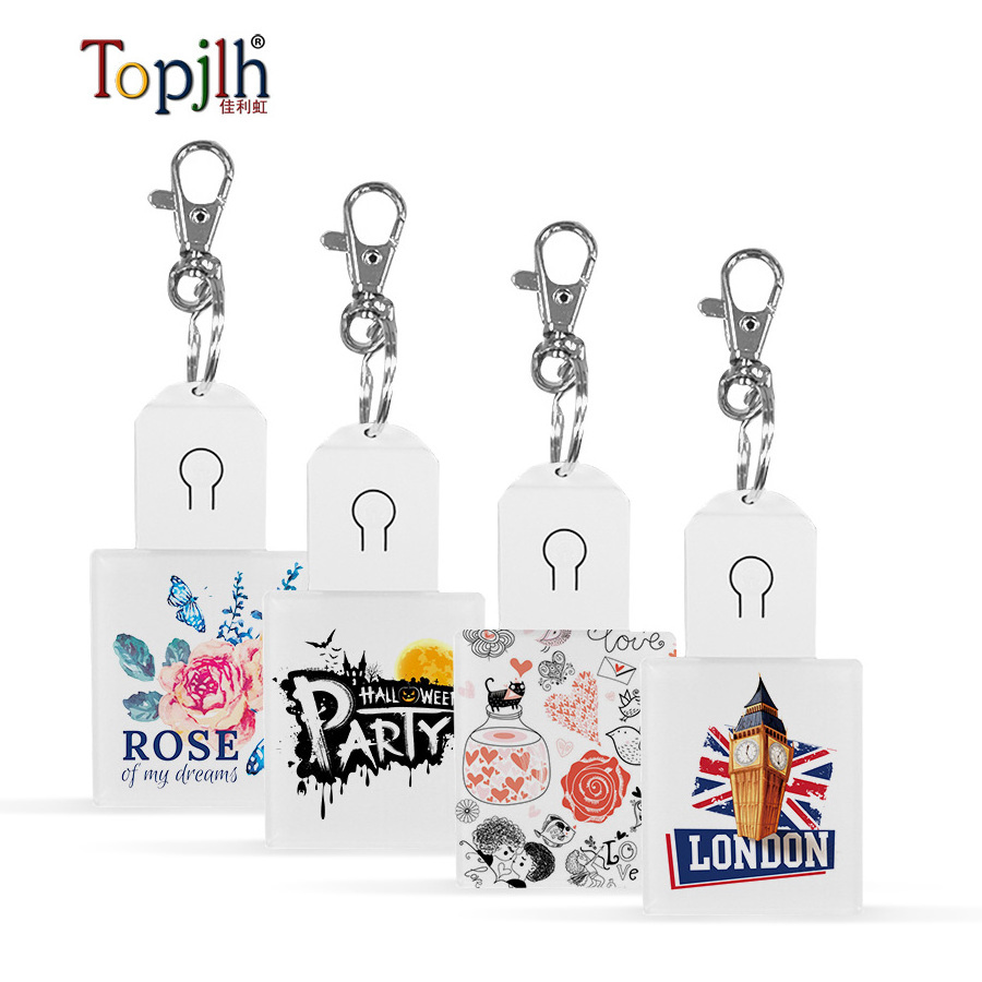 Sublimation Blank Acrylic Keychain With Led Light Custom Key Holder