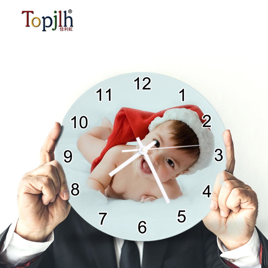 Topjlh Hot Sale Custom Sublimation Tempered Glass Wall Clock