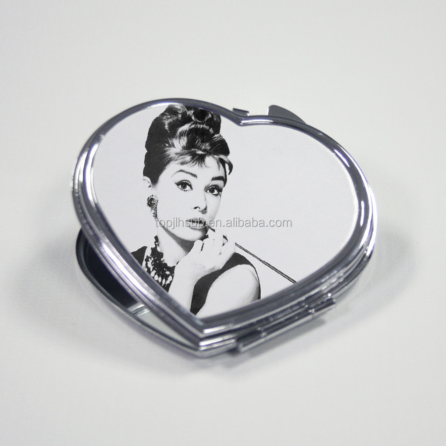 Topjlh Personalized compact mirrors Sublimation blank pocket mirror Hand Pocket Folded-Side Cosmetic Make Up Mirror