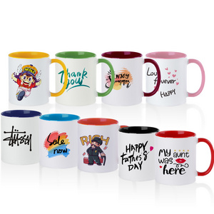 Topjlh top selling two tone inner and handle colorful sublimation coffee mugs ceramic cups