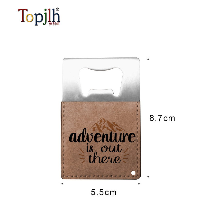 Rectangle Ergonomic comfort PU surface stainless steel bottle opener custom logo printing sublimation beer openers