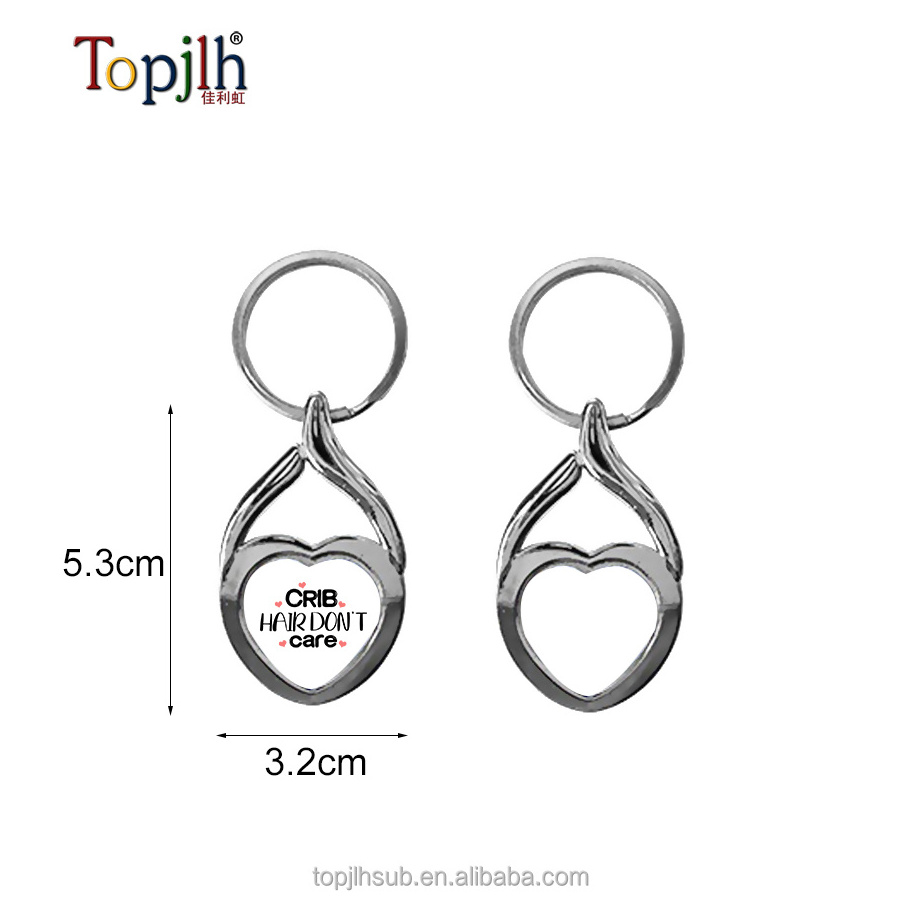 Topjlh Blank Sublimation Keychain Metal Key Rings Custom Name Stainless Steel DIY Stamping Blank Keyring