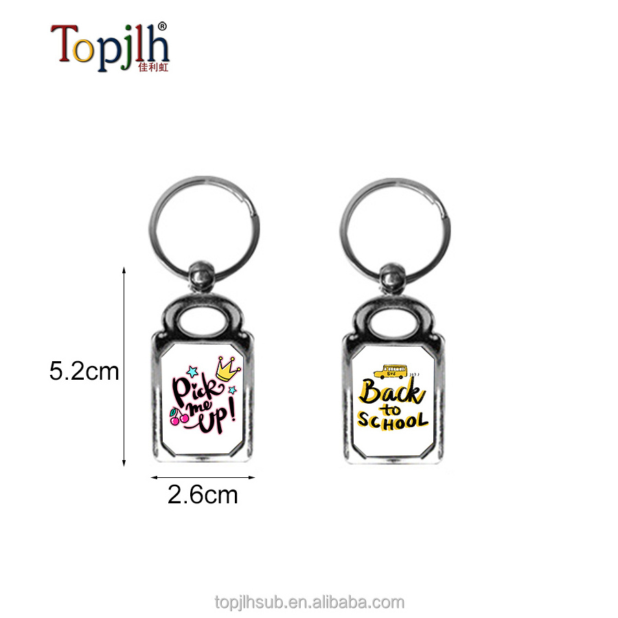 Topjlh Blank Sublimation Keychain Metal Key Rings Custom Name Stainless Steel DIY Stamping Blank Keyring