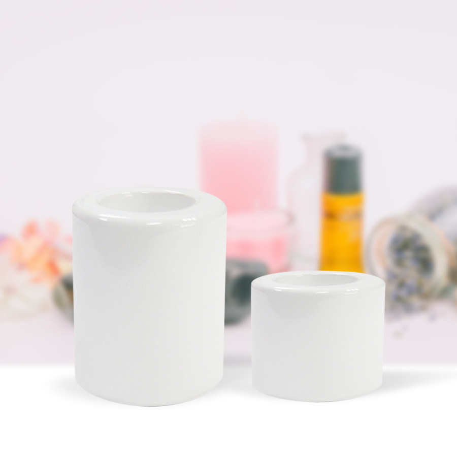 Sublimation blanks customized design white cylinder candle holder ceramic decoration candle containers