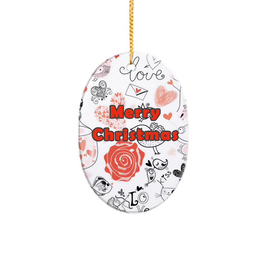 wholesale 2 sides sublimation ready ceramic Christmas ornament white printable baubles