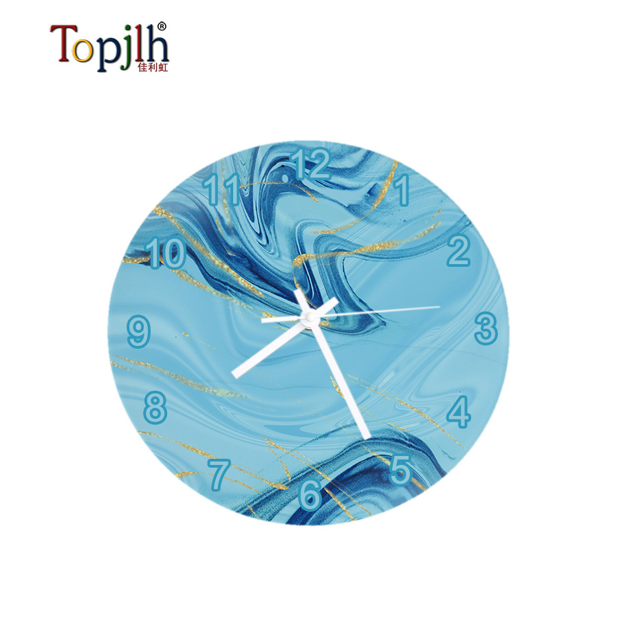 Topjlh Hot Sale Custom Sublimation Tempered Glass Wall Clock