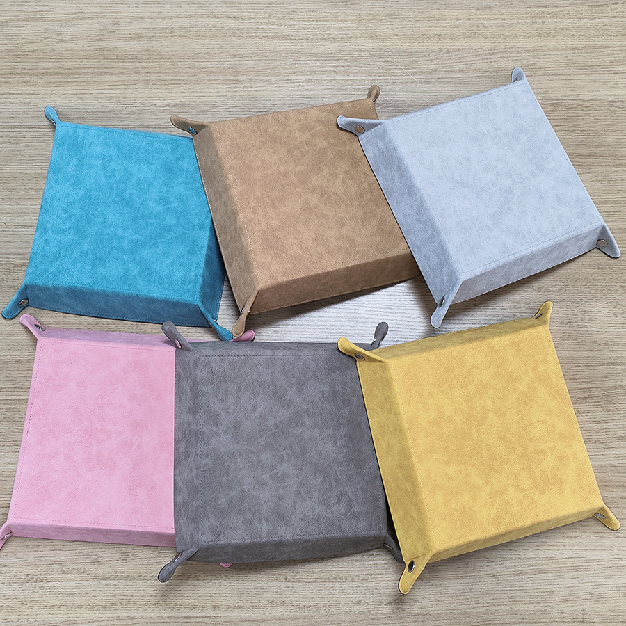 Topjlh Sublimation Blank PU Leather Storage Tray Foldable Pu Leather Snap Tray