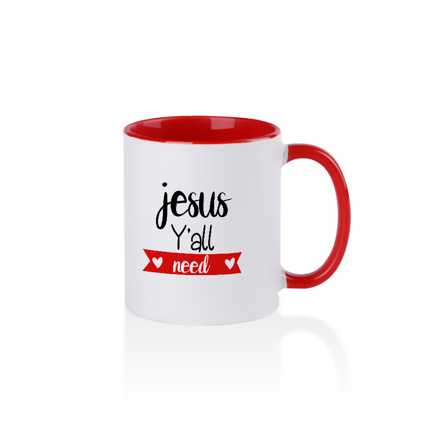 Topjlh top selling two tone inner and handle colorful sublimation coffee mugs ceramic cups