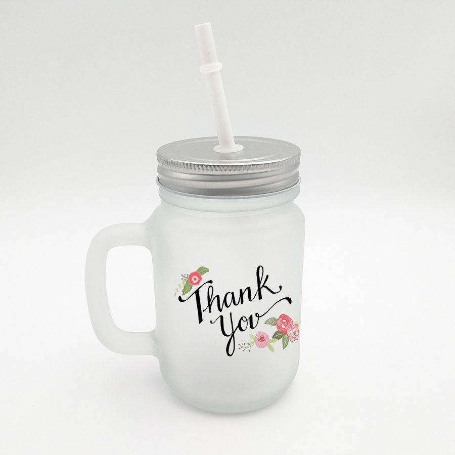 Topjlh sublimation blank personalized printing 16oz glass wide mouse mason jar frosted surface smooth mason mugs