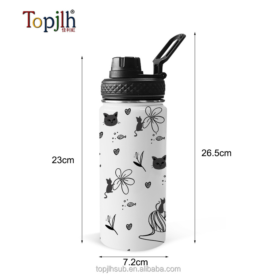 Topjlh Sublimation blank stainless steel personalized design double walled vacuum Heat retaining 550ml water bottle thermos