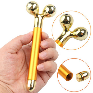 Electric Face Thin Depuffer 3D Roller Skin Care Massage 24k Gold Facial Firming Tool for Skin Anti-Wrinkles and Lifting