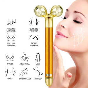 Beauty Care Face Lifting Massager Roller 24K Golden 3d Roller Electric Vibrating Roller Anti-Wrinkles Facial Massage