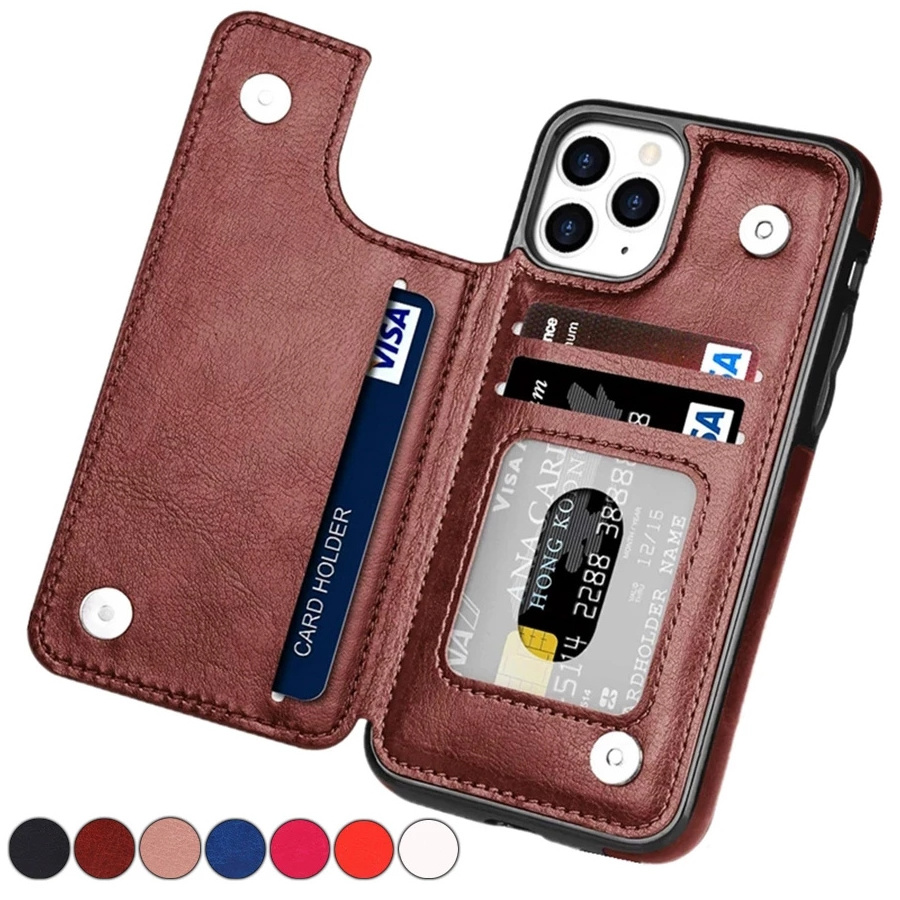 Luxury Slim Fit Premium Leather Cover For iPhone 15 Wallet Card Slots Shockproof Flip Case for iphone 14 13 12 11 Pro Max