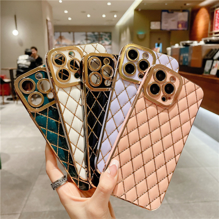 cell phone accessories for iphone 15 14 phone case 3d diamond Colorful Soft TPU Protective electroplating case