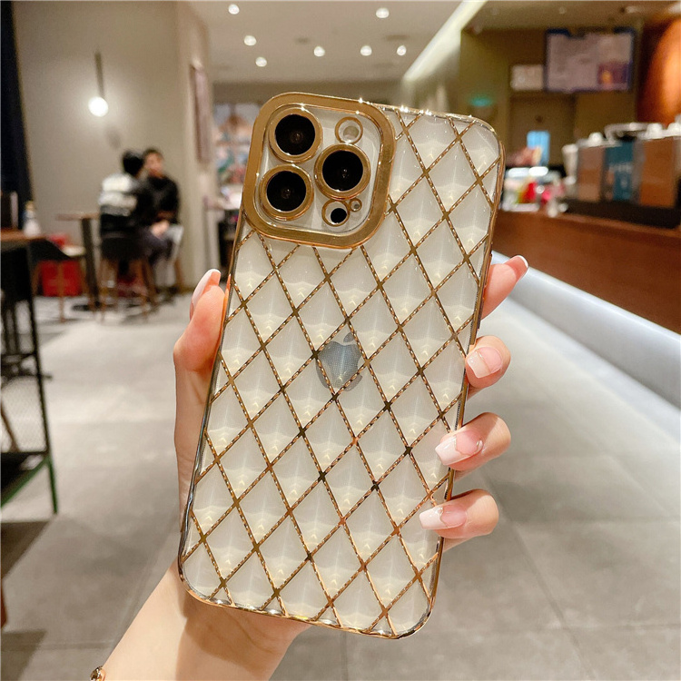 cell phone accessories for iphone 15 14 phone case 3d diamond Colorful Soft TPU Protective electroplating case