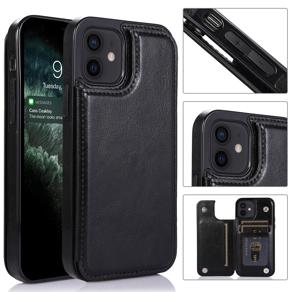 Luxury Slim Fit Premium Leather Cover For iPhone 15 Wallet Card Slots Shockproof Flip Case for iphone 14 13 12 11 Pro Max