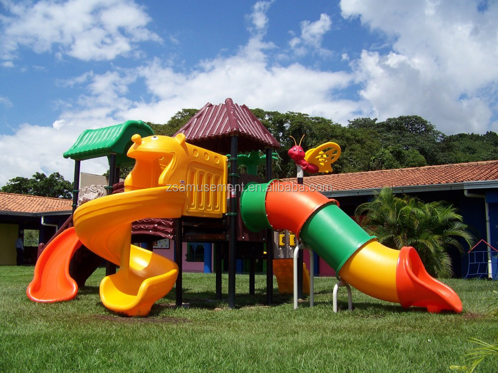 Used commercial playground equipment sale,SGS Widely Used Playground Children Plastic Slide/ Swing