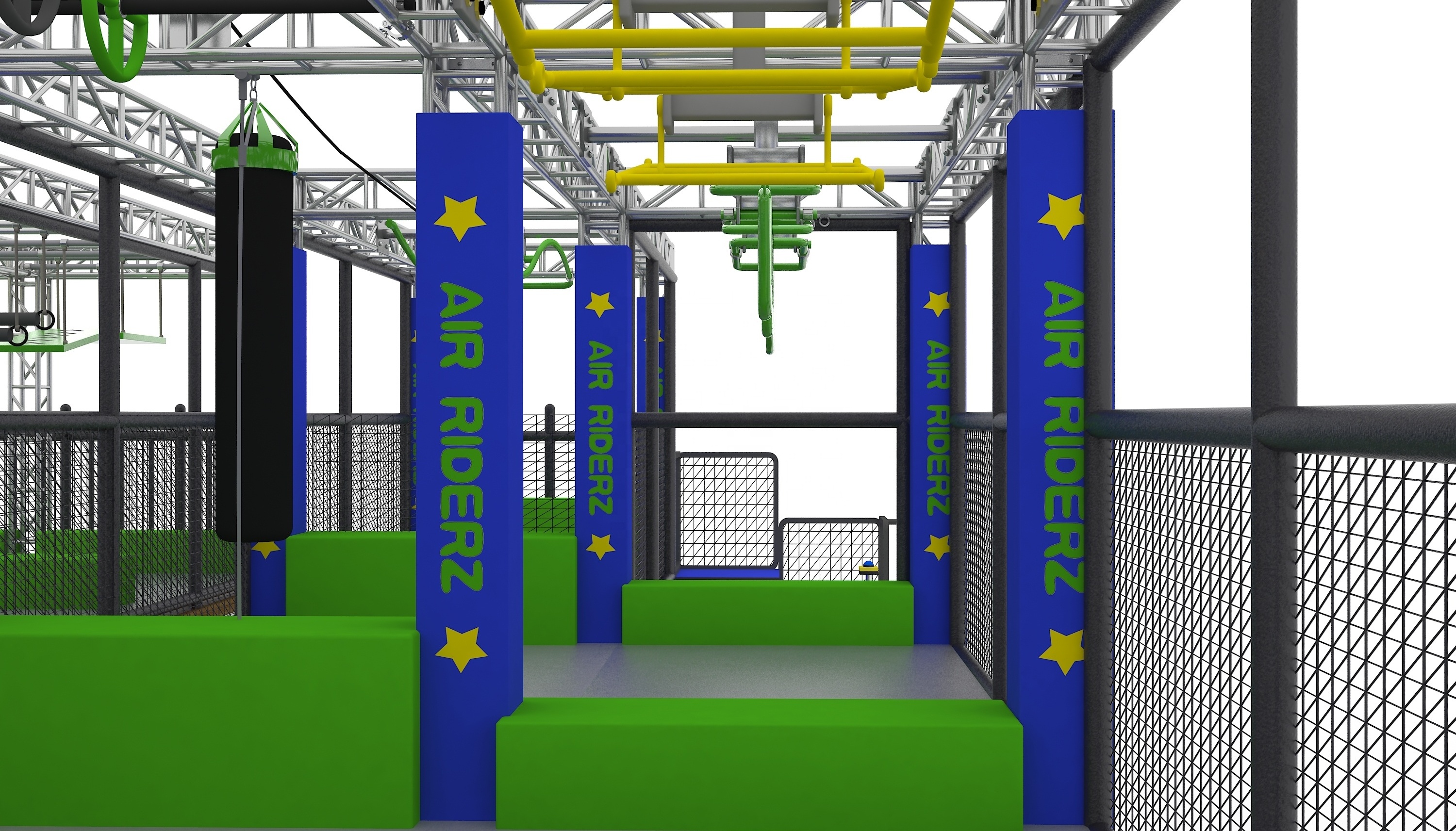 Double-Deck Indoor playground Ninja Obstacle Ninja Course With Multiple Challenge.