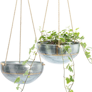 Hanging Planter for Outdoor Indoor Plants Galvanized Iron Flower Pot Large Flower Hanger for Patio Window Garden