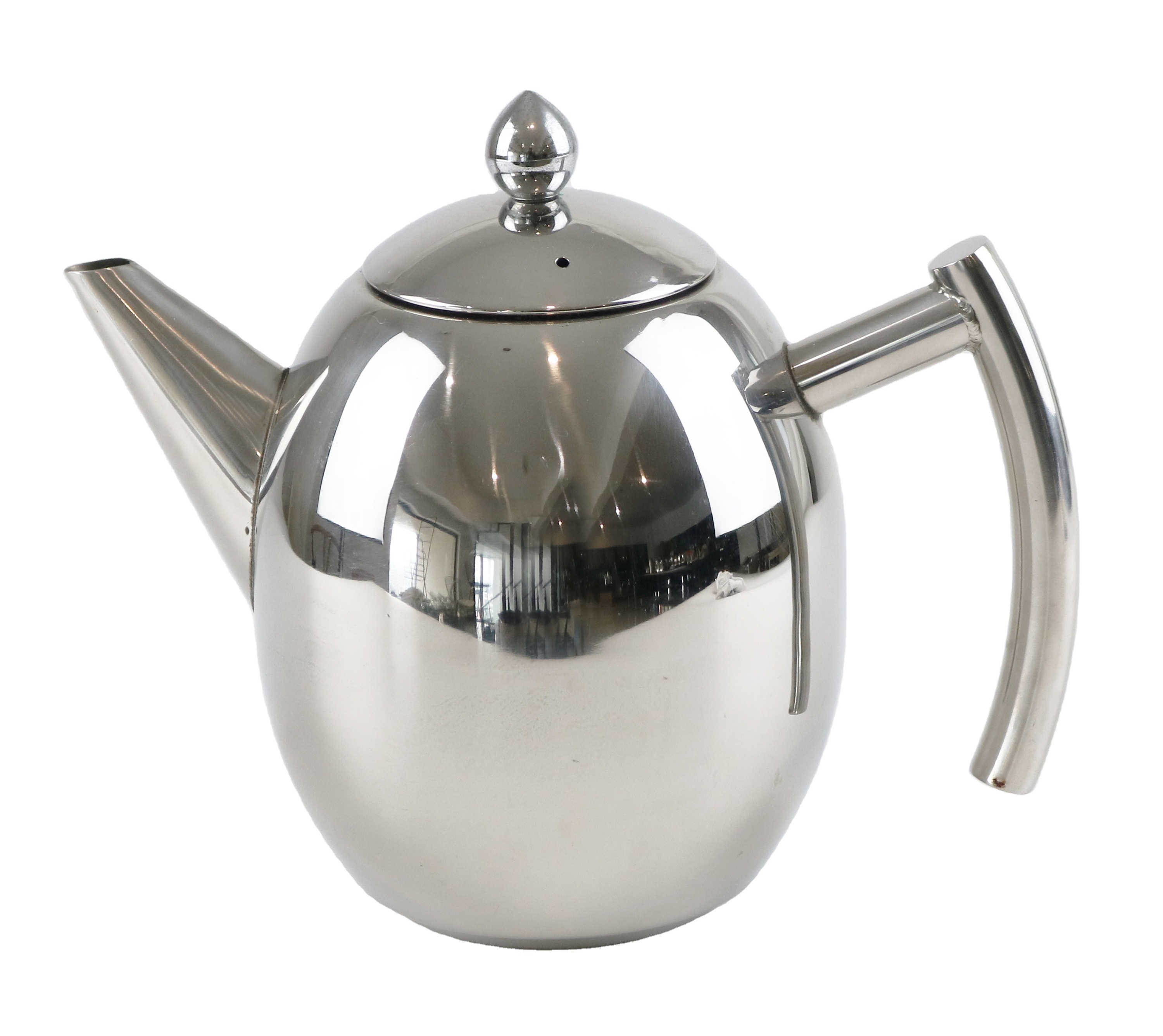 1L Single wall food grade oval tea pot coffee pot removable infuser strainer stainless steel teapot