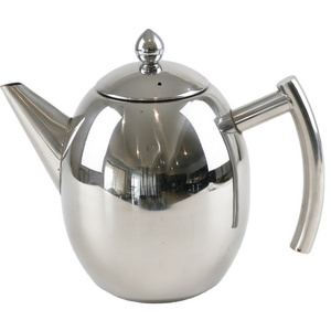 1L Single wall food grade oval tea pot coffee pot removable infuser strainer stainless steel teapot