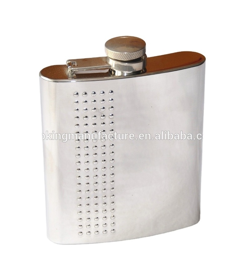 6 oz luxury metal alcohol bottle portable pocket liquor hip flask customized pattern stainless steel whiskey flagon