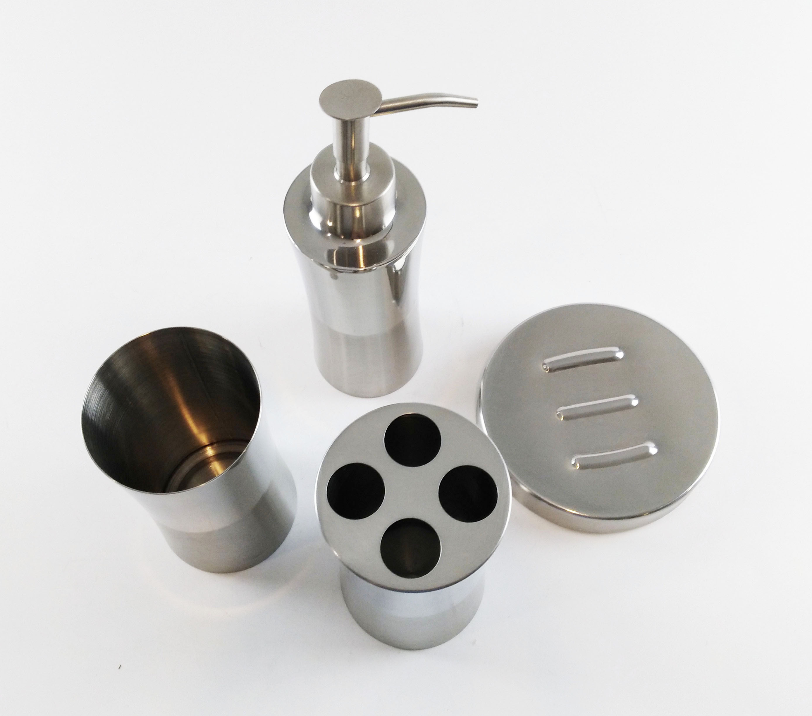 Stainless Steel Tumbler Lotion Bottle Toothbrush Holder Soap Dish Toilet Brush Holder 5pcs Bathroom accessories for Household