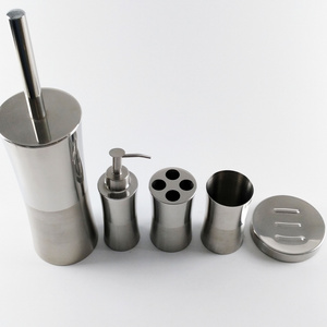 Stainless Steel Tumbler Lotion Bottle Toothbrush Holder Soap Dish Toilet Brush Holder 5pcs Bathroom accessories for Household