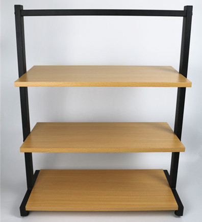 3-Tier Heavy Duty Showroom Stackable Metal Utility Shoe Wood Rack Storage Shelves Display Shelf