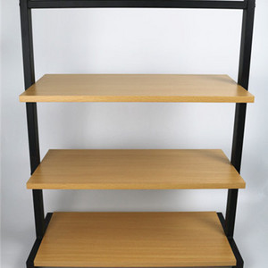 3-Tier Heavy Duty Showroom Stackable Metal Utility Shoe Wood Rack Storage Shelves Display Shelf