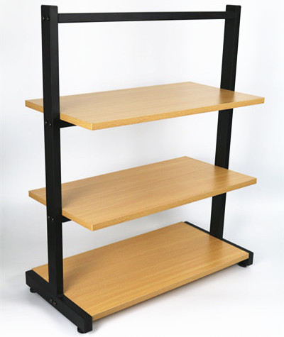 3-Tier Heavy Duty Showroom Stackable Metal Utility Shoe Wood Rack Storage Shelves Display Shelf