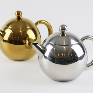 Household Handing High Quality Stainless Steel Double Wall 1200ml Teapot Loose Tea Strainer inside Tea pot