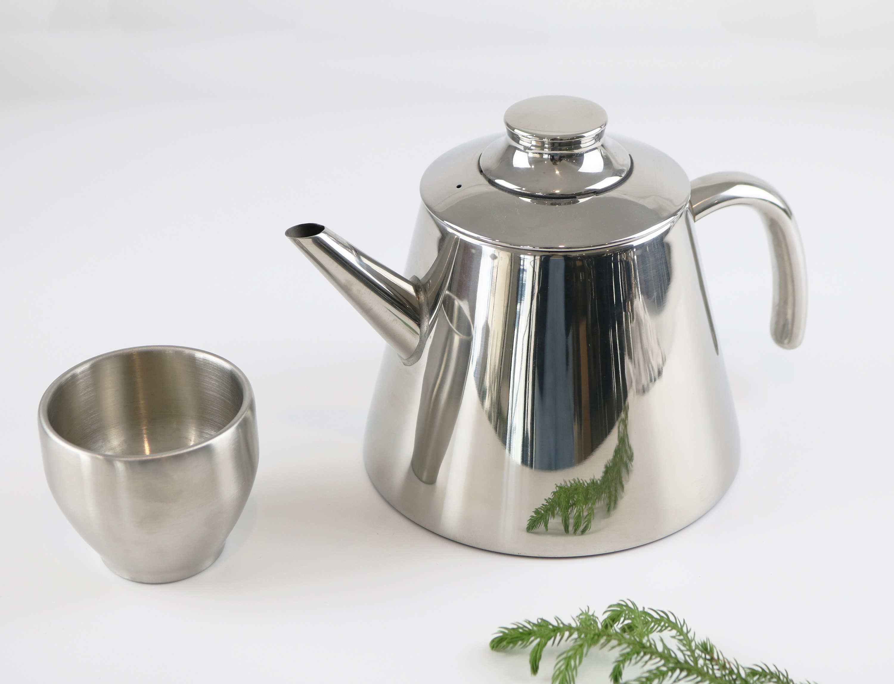 Wholesale Kettle Induction Cooker Stainless Steel Exquisite Teapot with Infuser Double Walled Glossy Silver Tea Pot