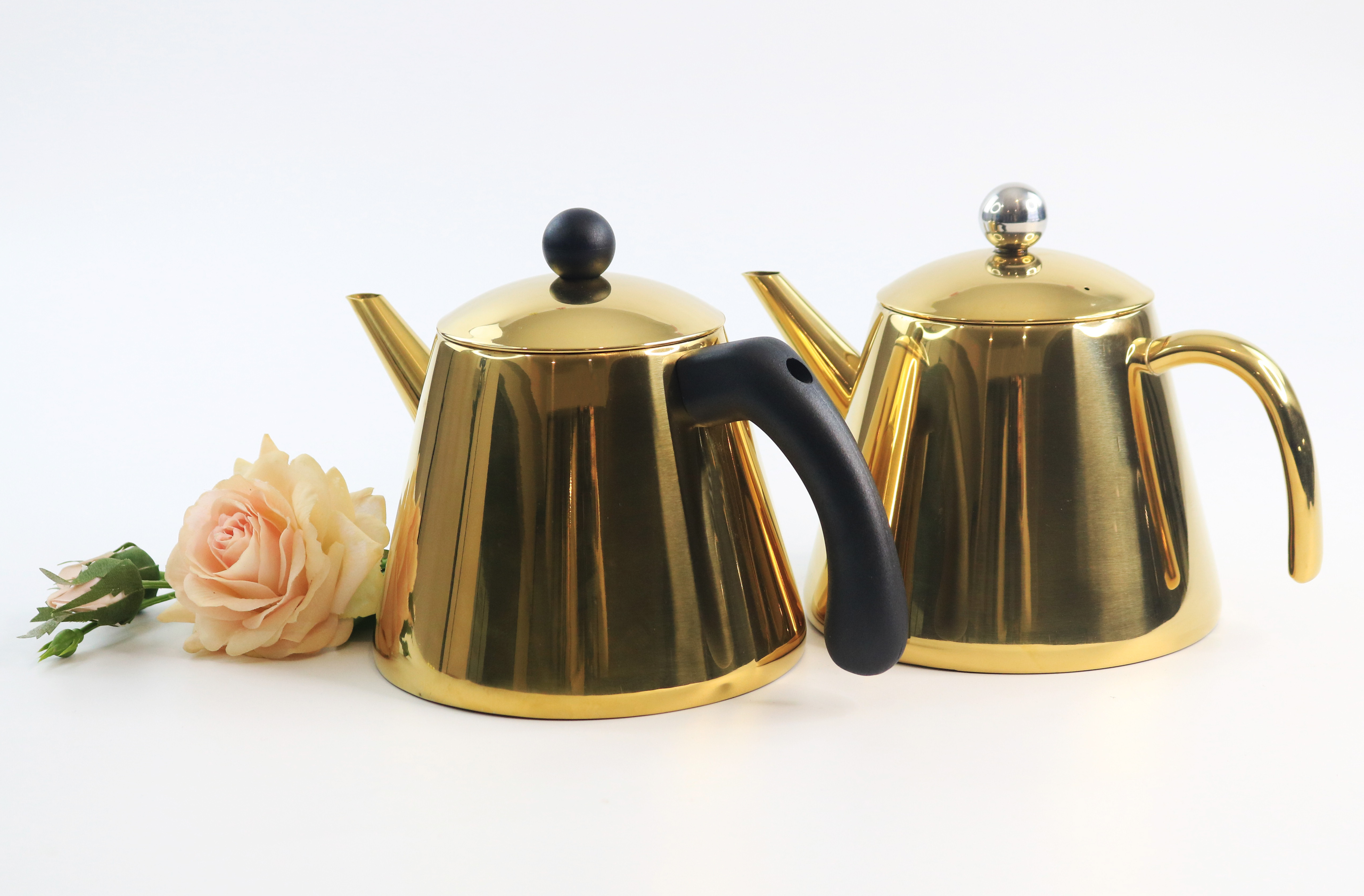 Metal multi color combinations teapot set powder coating painting plating durable tea kettle stainless steel double wall teapot