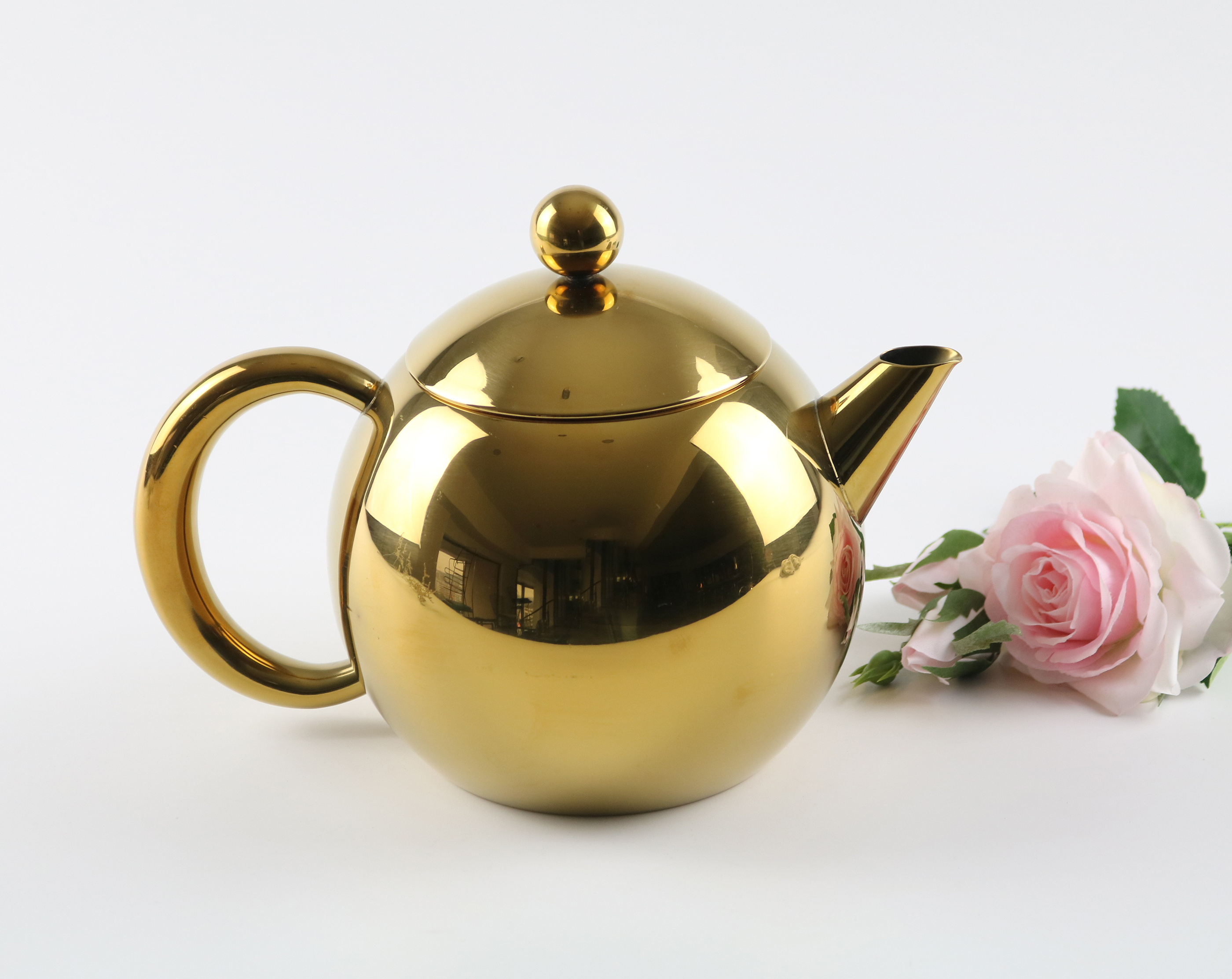 Household Handing High Quality Stainless Steel Double Wall 1200ml Teapot Loose Tea Strainer inside Tea pot