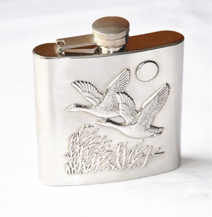 6 oz luxury metal alcohol bottle portable pocket liquor hip flask customized pattern stainless steel whiskey flagon