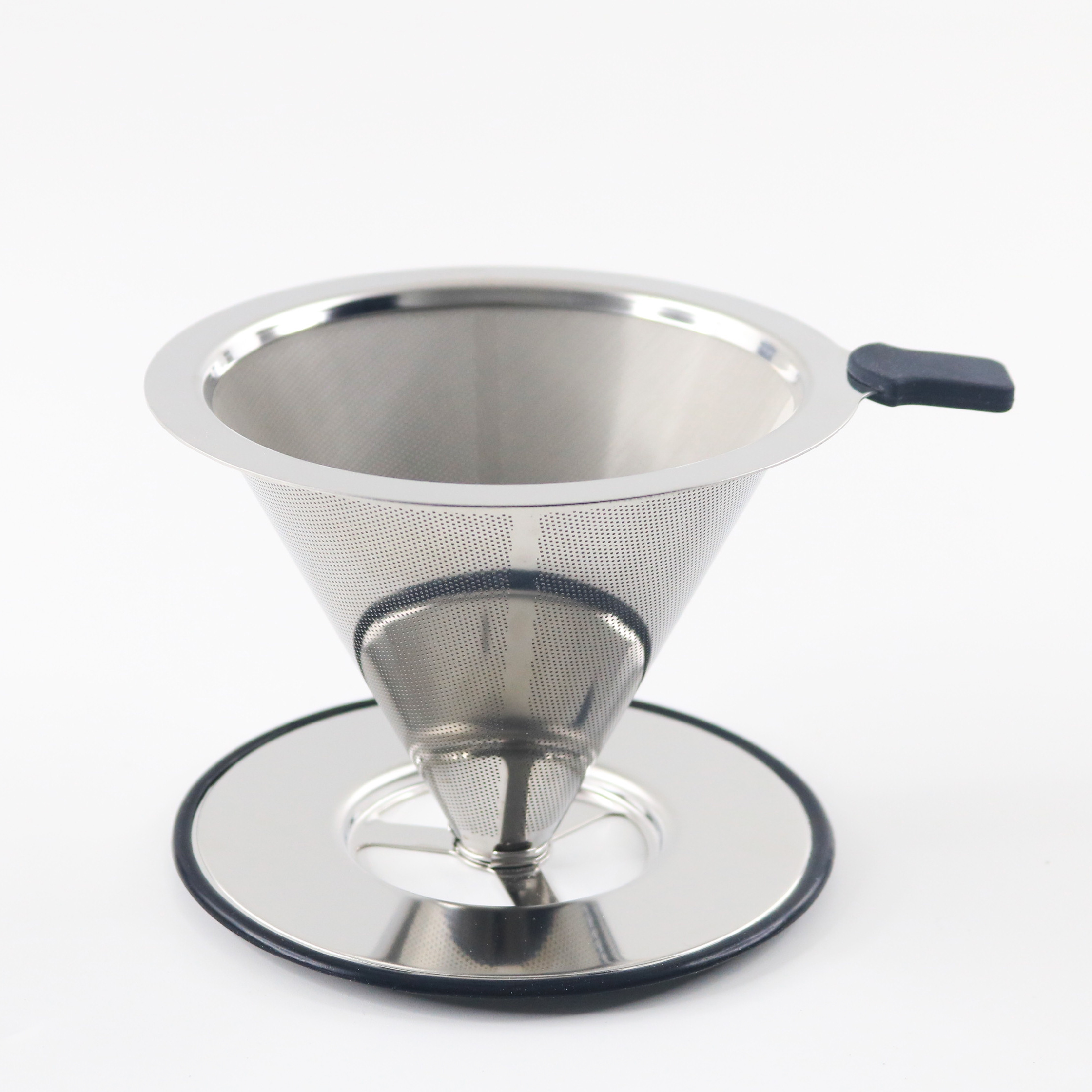 Pour Over Coffee Dripper Reusable Double Mesh Paperless Manual Coffee Maker Stainless Steel Coffee Filter