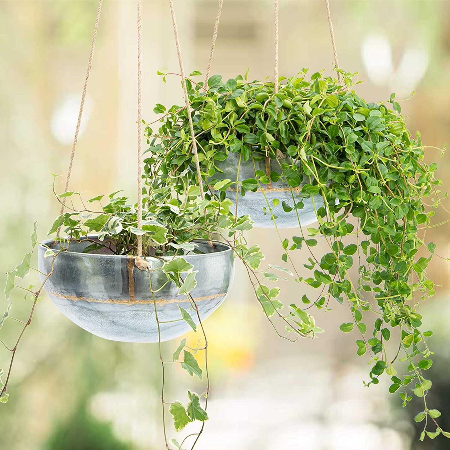 Hanging Planter for Outdoor Indoor Plants Galvanized Iron Flower Pot Large Flower Hanger for Patio Window Garden