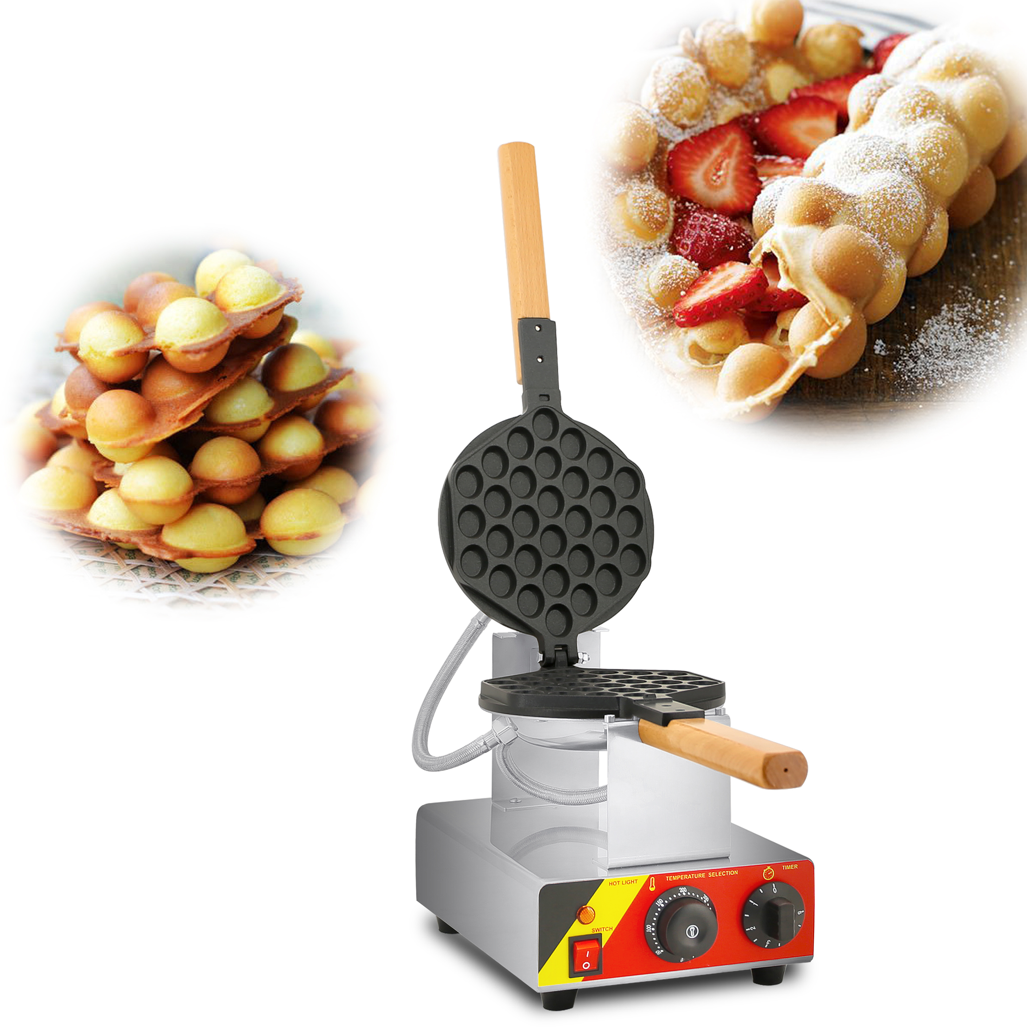 Whole Sale Cast Iron Carbon Round Shaped Bubble Egg Waffle Maker Machine