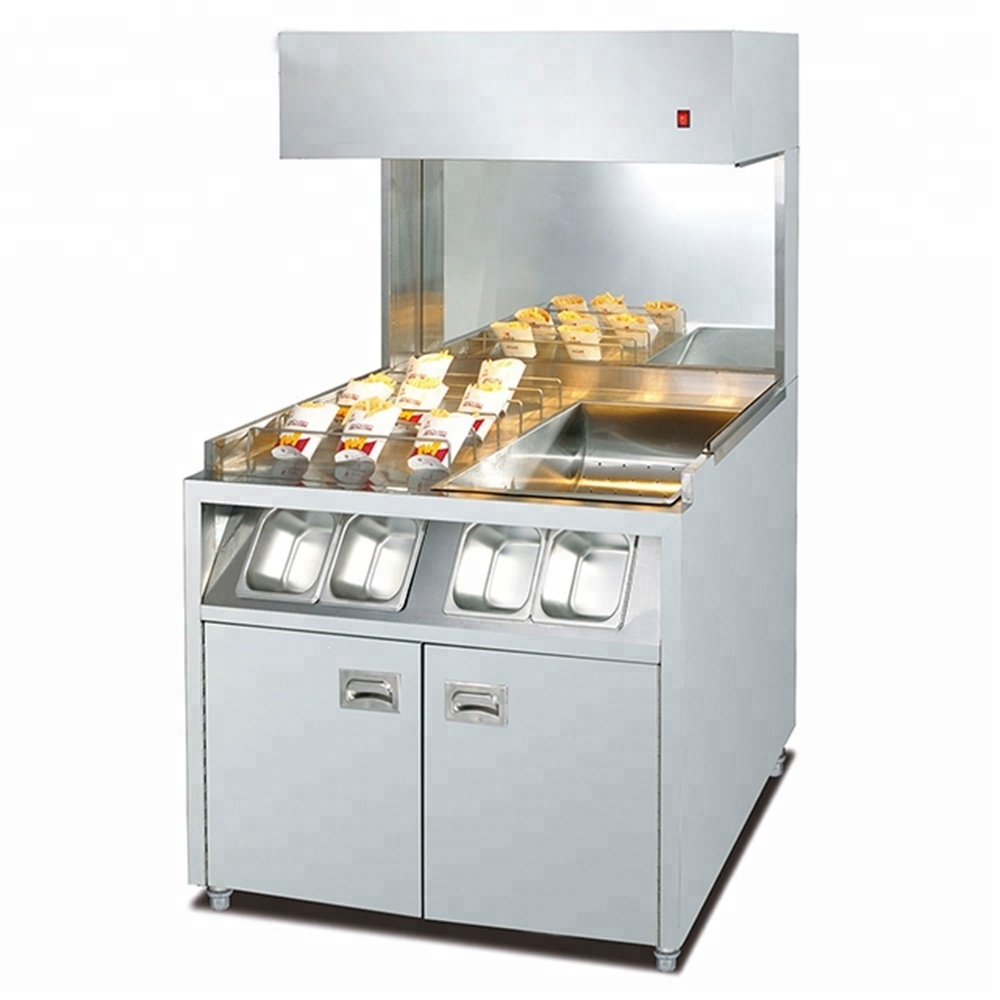 Fast Food Restaurant Food Keep Warm Food Display Warmer Showcase For Hamburger And Chips Fried Chicken Warmer Display