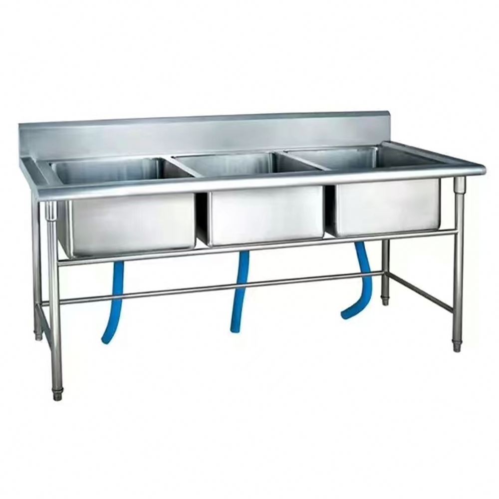 Wholesale Heavy Duty Free Standing Stainless Steel Double Bowl Sink For Commercial Kitchen