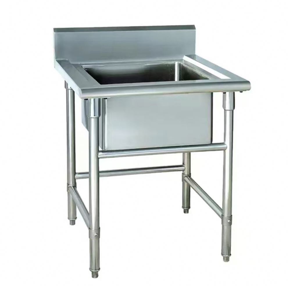 Wholesale Heavy Duty Free Standing Stainless Steel Double Bowl Sink For Commercial Kitchen