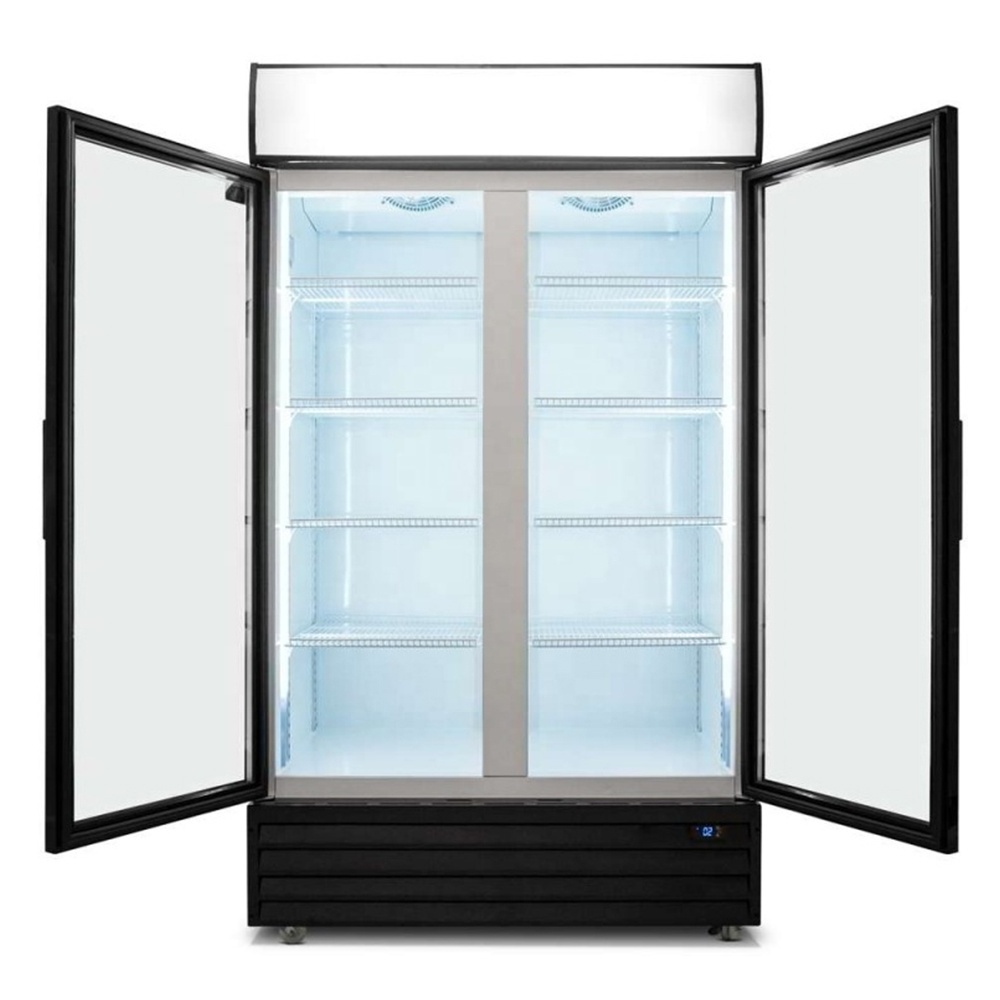 1000 Litre Double Glass Door Vertical/Upright Display Refrigerators/Fridge/Freezer/Chiller For Sale