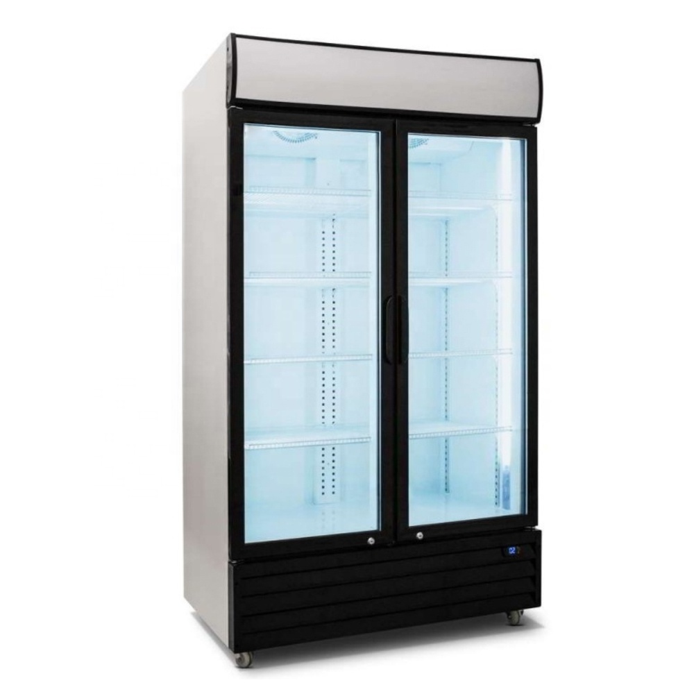 1000 Litre Double Glass Door Vertical/Upright Display Refrigerators/Fridge/Freezer/Chiller For Sale