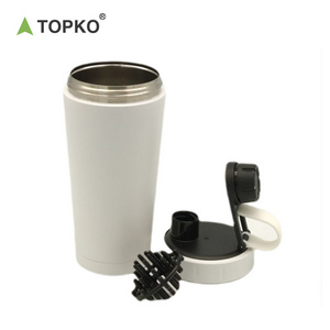 TOPKO High Quality Stainless Steel Shaker Cup 750ml Fitness Gym Yoga Protein Shaker Water Bottle