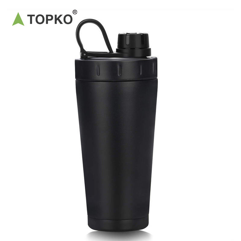 TOPKO High Quality Stainless Steel Shaker Cup 750ml Fitness Gym Yoga Protein Shaker Water Bottle