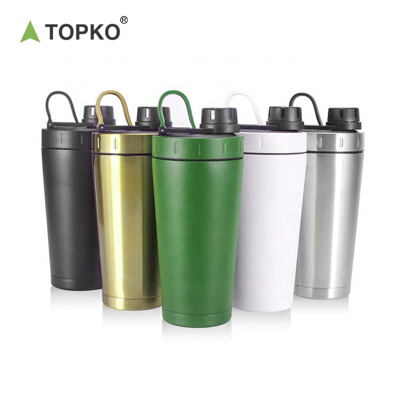 TOPKO High Quality Stainless Steel Shaker Cup 750ml Fitness Gym Yoga Protein Shaker Water Bottle