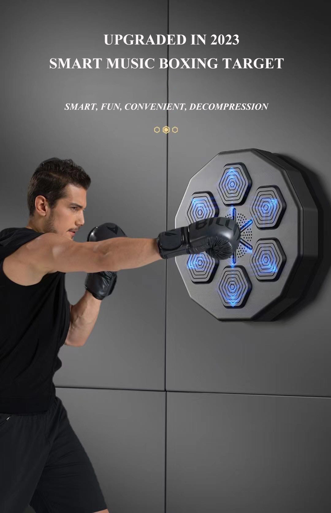 TOPKO Home Fitness Music Boxing Target for Adults Sports Stress Relief Lighted Smart Music Boxing Training Machine