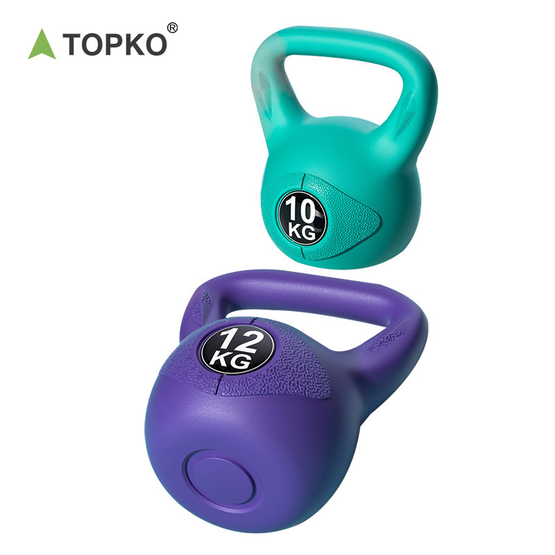 TOPKO eco friendly body building gym home use cement plastic kettlebell