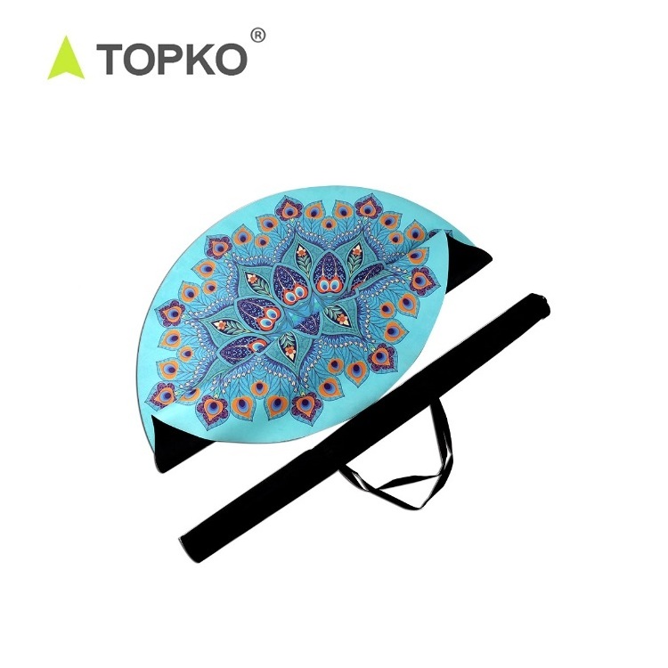 TOPKO Wholesale Custom Print Round Rubber Microfiber Suede Pilates Yoga Mat